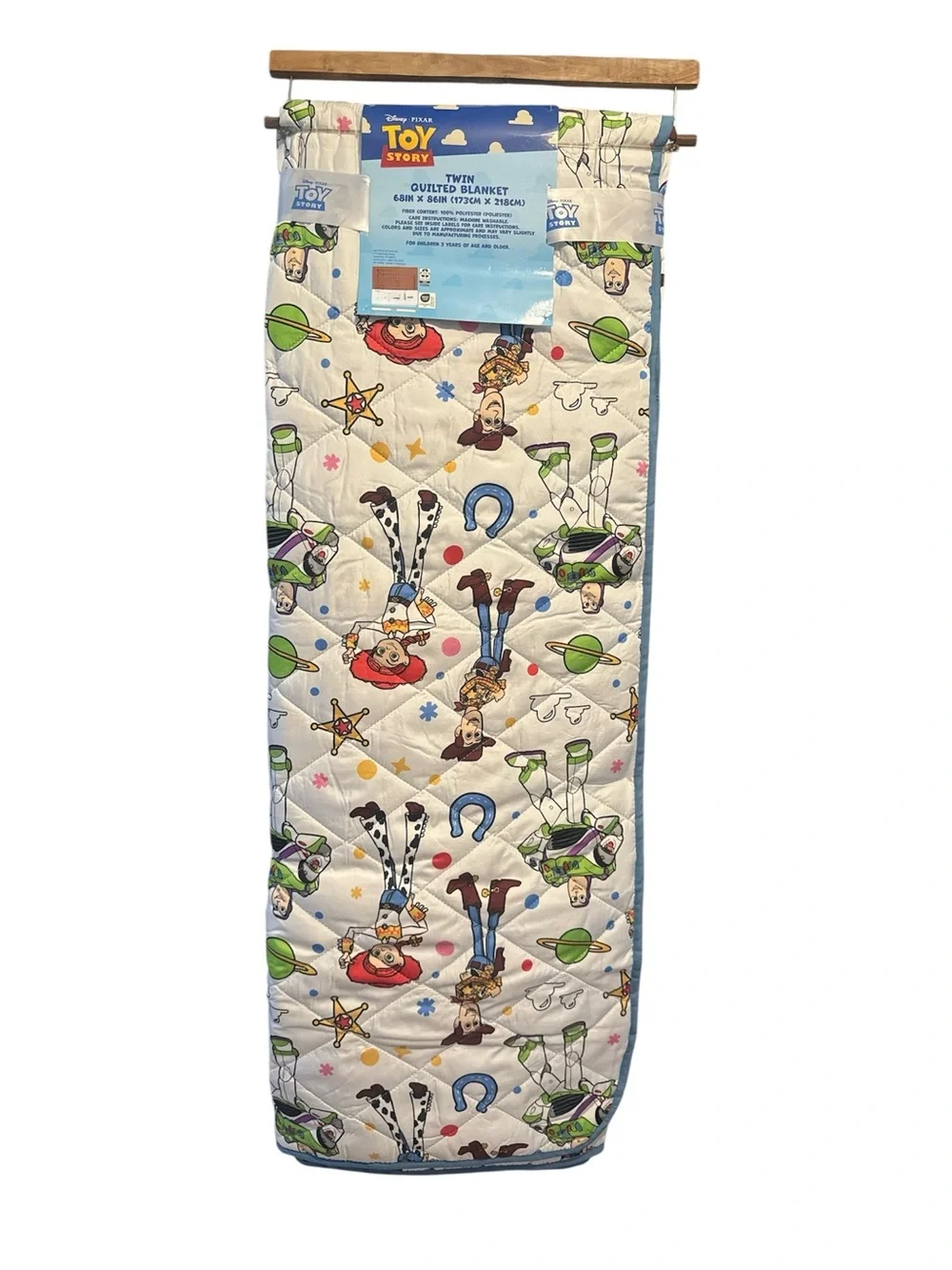 Disney Toy Story Twin Quilted Blanket - White & Blue
